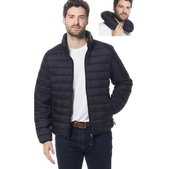WeatherProof Pillow Pac Men’s Black Puffer Jacket Size Medium NEW